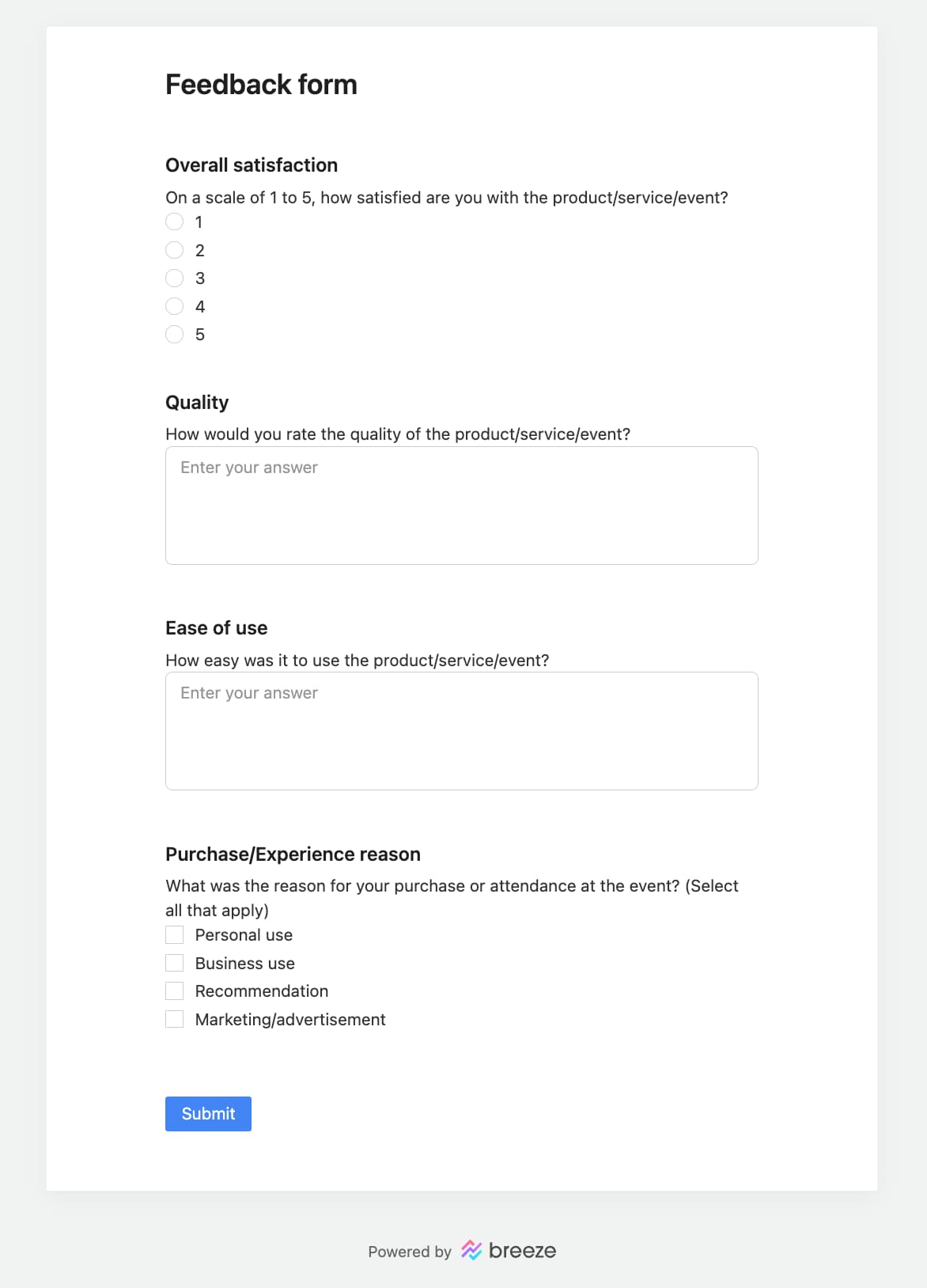 Feedback form