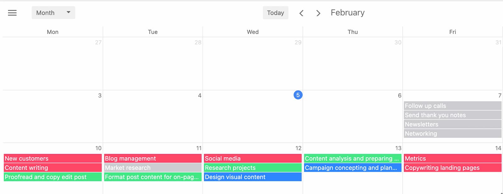 Marketing campaign project calendar