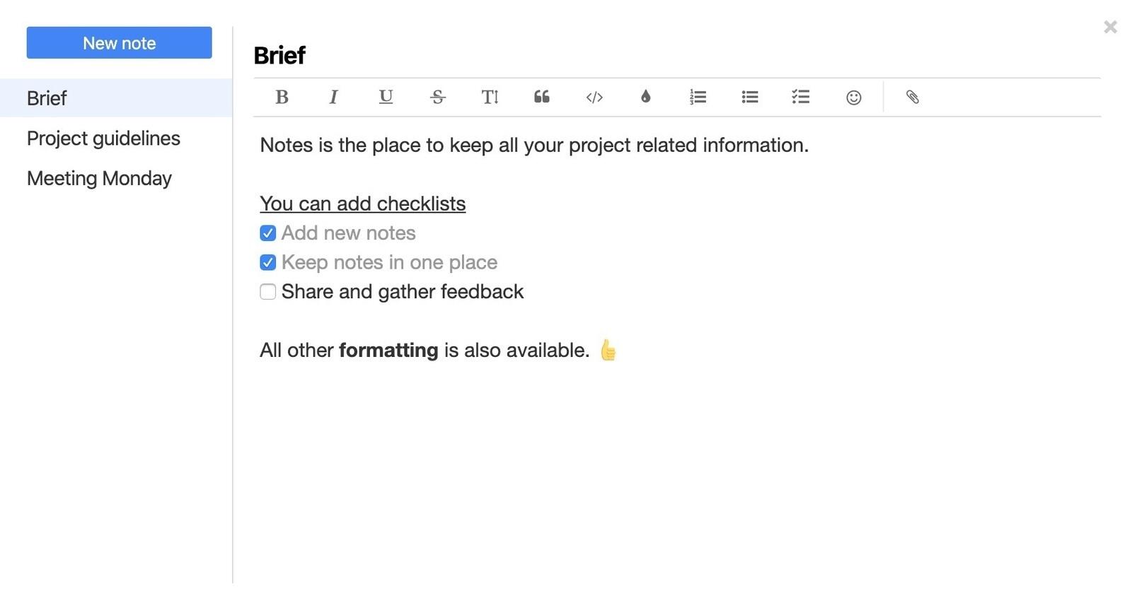 Project notes in Breeze connected to tasks and follow-up work