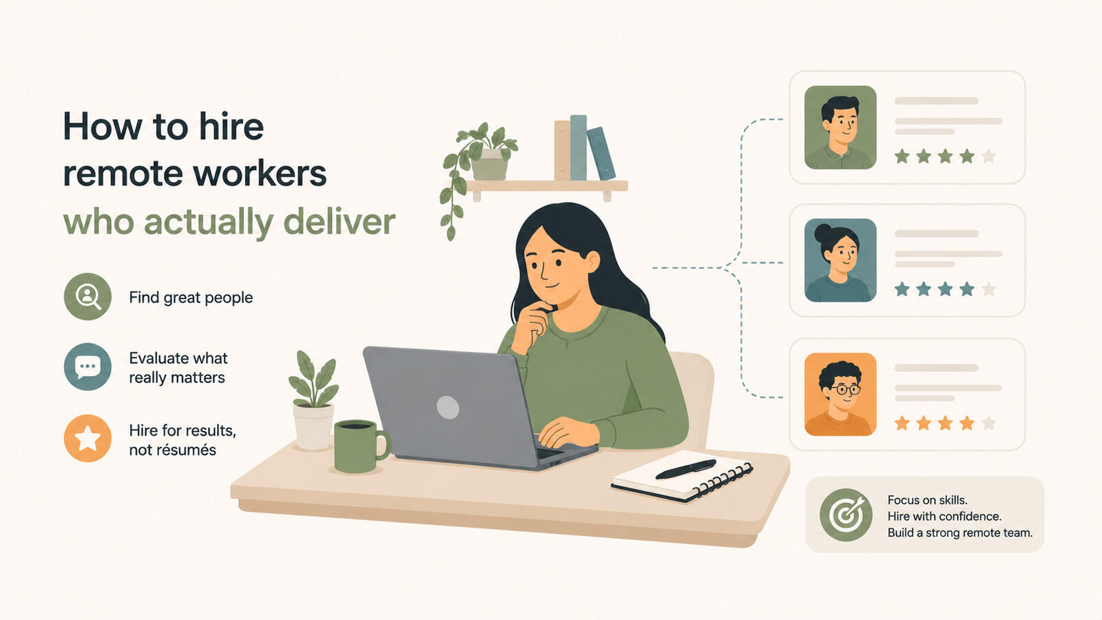 Hiring process for remote workers who deliver without oversight