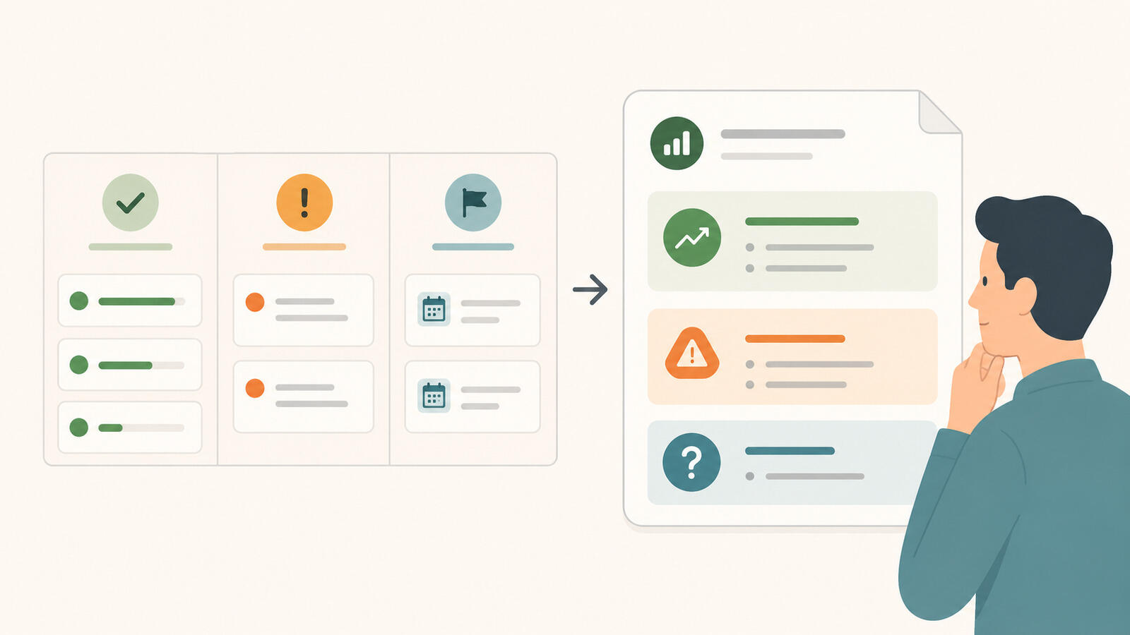 Project status report with clear headline and key decisions