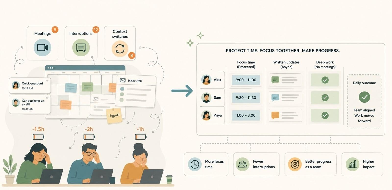 Time management methods and productivity guide for working teams