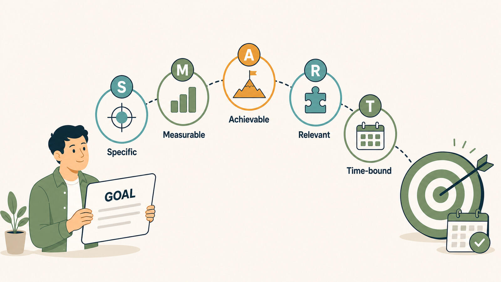 The five letters of the SMART goals framework laid out for a team