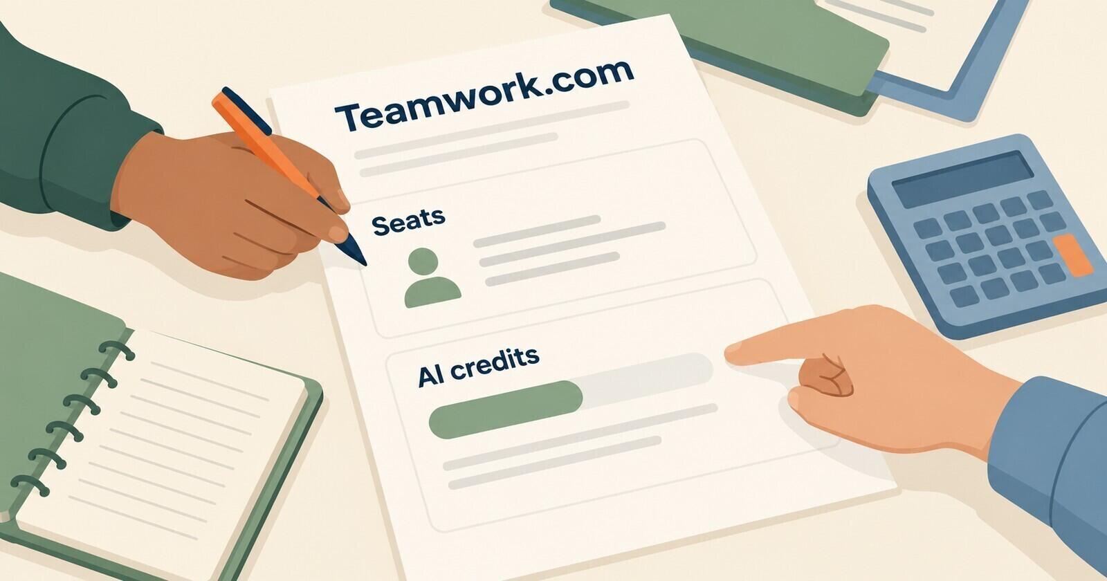Teamwork.com pricing in 2026: plan prices, seat minimums and monthly AI credits by plan